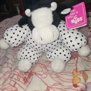 Russ Black & White Polka Dot Plush Cow with Tag